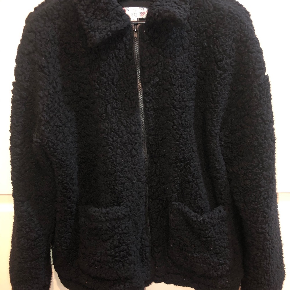 3 for $30- Fuzzy black jacket in size large